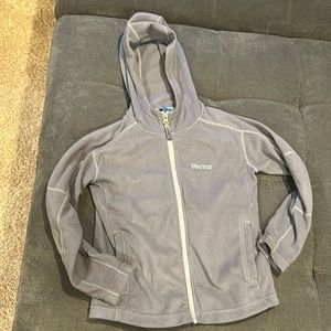 Marmot grey Hood Fleece Full Zip Jacket Kids M Lightweight